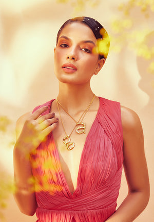 Anaash Jewellery  features our the ruched maxi in pink.